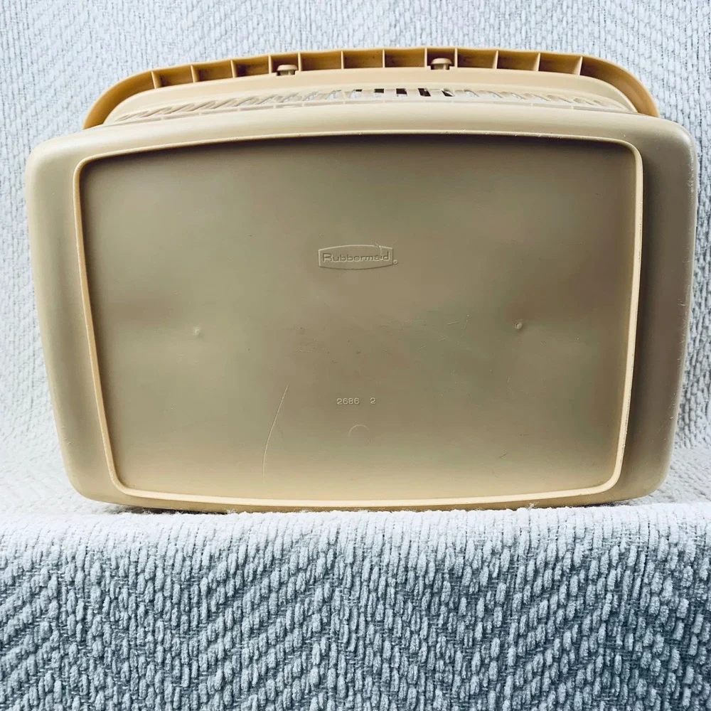 Vtg Rubbermaid Store N Carry Grocery Shopping‎ Basket Beige Plastic Utility 2686